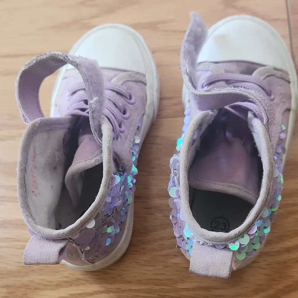 Toddler Lavender Sequin High Top Sneakers Size 7 - Picture 12 of 17